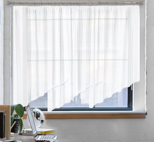 Готовые шторы арт. 0026/Б/лев, ТРИО, цвет белый, занавеска, размеры 300см ширина х 180 см высота из ВУАЛИ, на шторной ленте