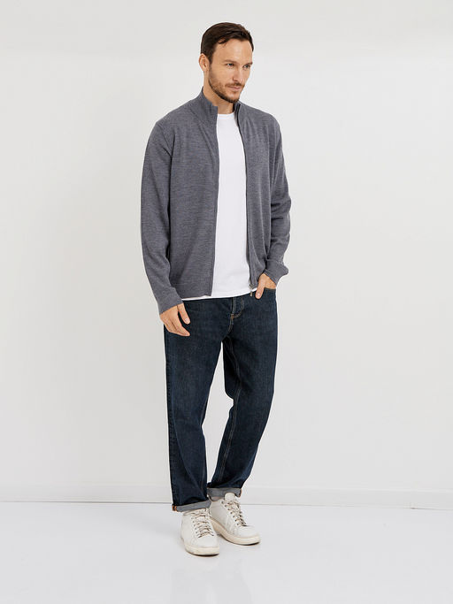 кардиган мужской базовый из шерсти на молнии - Glenfield фото 2