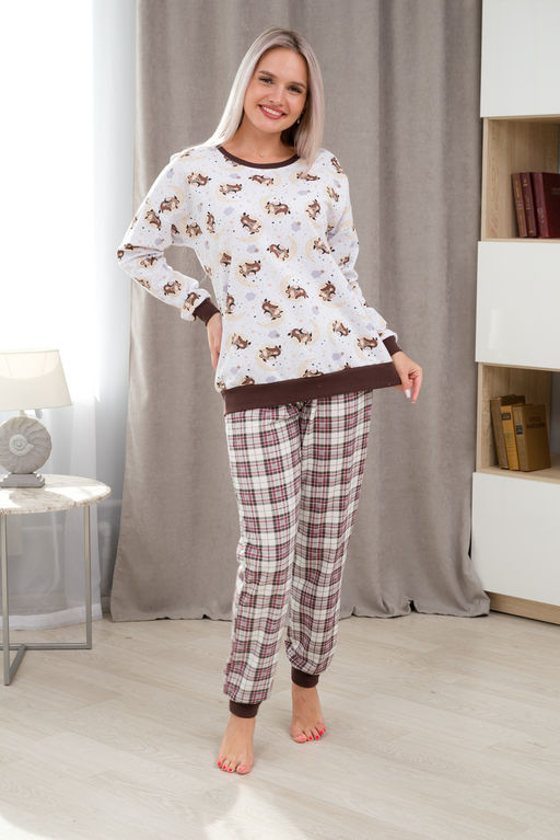 Пижама женская из джемпера и брюк из футера Олененок бычок