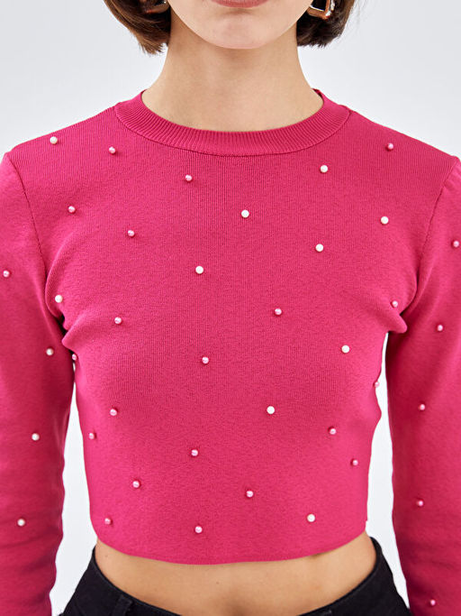 Bisiklet Yaka Crop Kad?n Triko Kazak