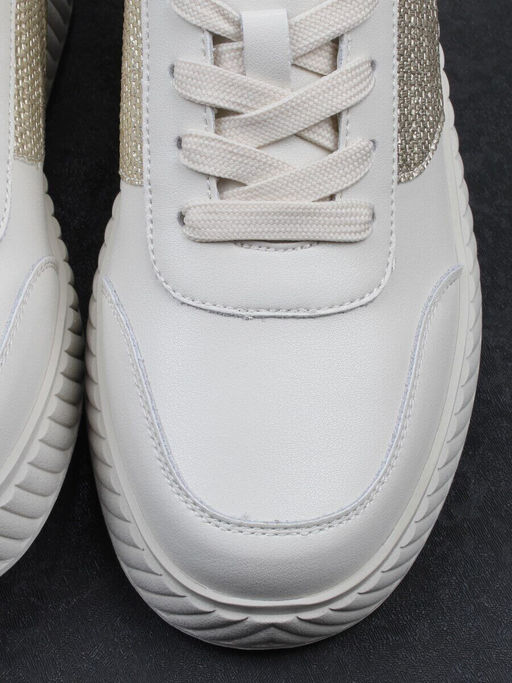 03-A1018-2 LT. BEIGE/GOLD Кроссовки женские (натуральная кожа)