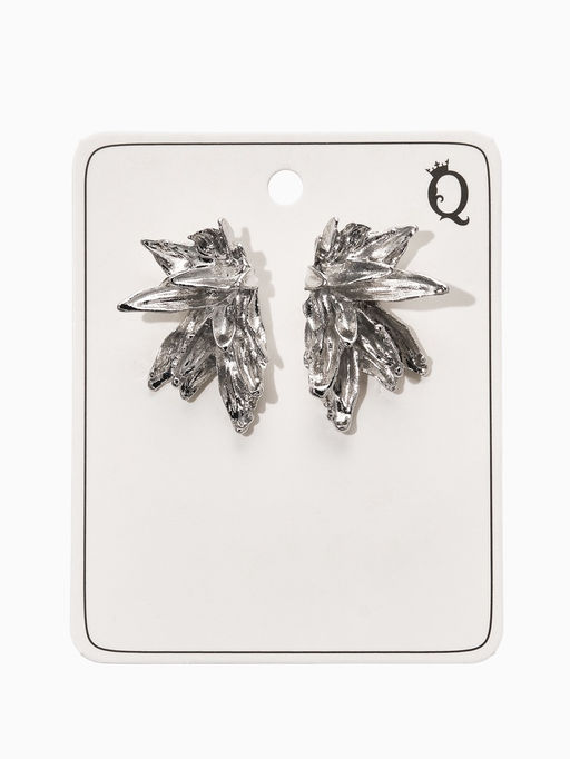 Цена за 2 шт. Серьги металл "Цветы половинки", цвет серебро