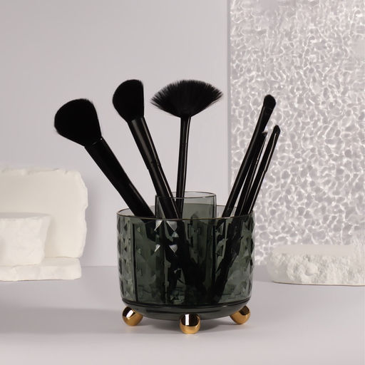 Подставка для хранения косметики GREEN, 6 секций, d=12.2×10.8 см, цвет зелёный, золотистый