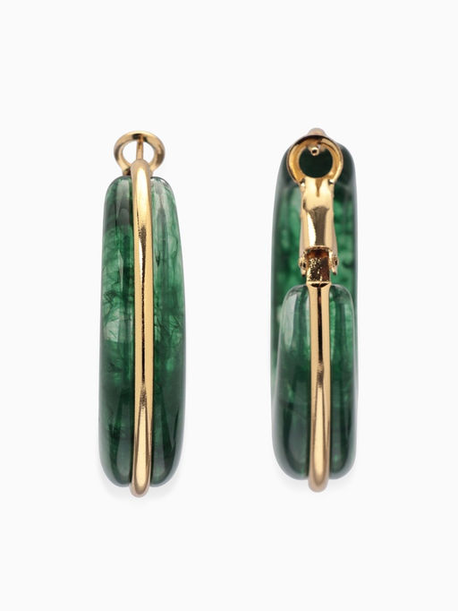 Серьги-кольца акрил «Тренд», цвет изумрудный в золоте