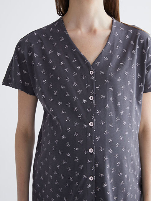 V Yaka Desenli Hamile Pijama Tak?m?