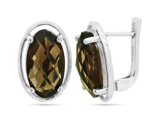 Серьги из серебра раухтопаз, Симона