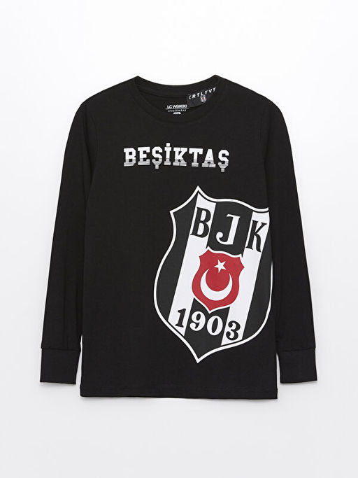 Bisiklet Yaka Be?ikta? Bask?l? Uzun Kollu Erkek ?ocuk Pijama Tak?m? - Waikiki фото 2