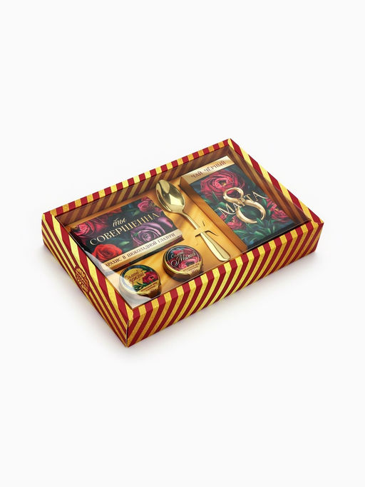 Подарочный набор Ты совершенна: крем-мёд с клубникой и хлопком 30 г ? 2 шт., арахис в шоколадной глазури 70 г, чай чёрный с тропическими фруктами 50 г, ложка - Фабрика счастья фото 23