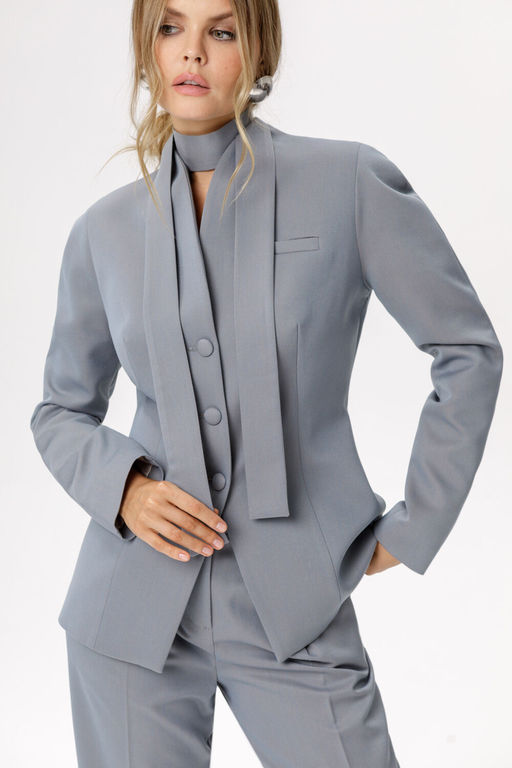 Жакет Pirs 6291 серо-голубой с бежевым меланжем  фото 2