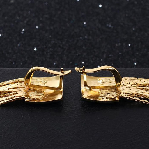 Серьги висячие Голливуд квадрат и нити, цвет золото, 6,5см - Queen fair фото 2