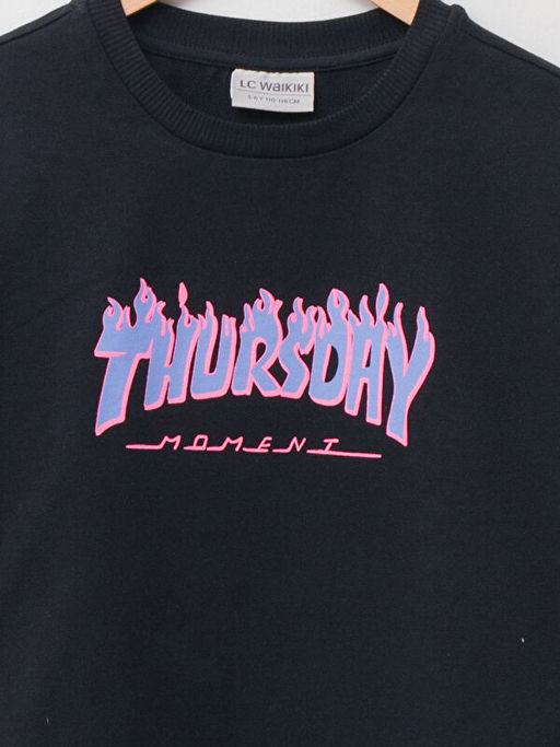 Bisiklet Yaka Bask?l? Uzun Kollu K?z ?ocuk Sweatshirt - Waikiki фото 3