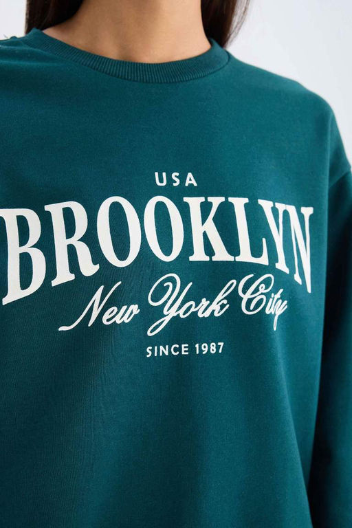 Толстовка обычного кроя с круглым вырезом и принтом - Defacto фото 6