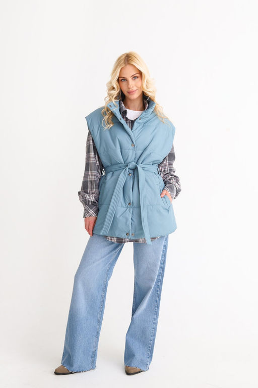Жилет со стойкой oversize эвкалипт