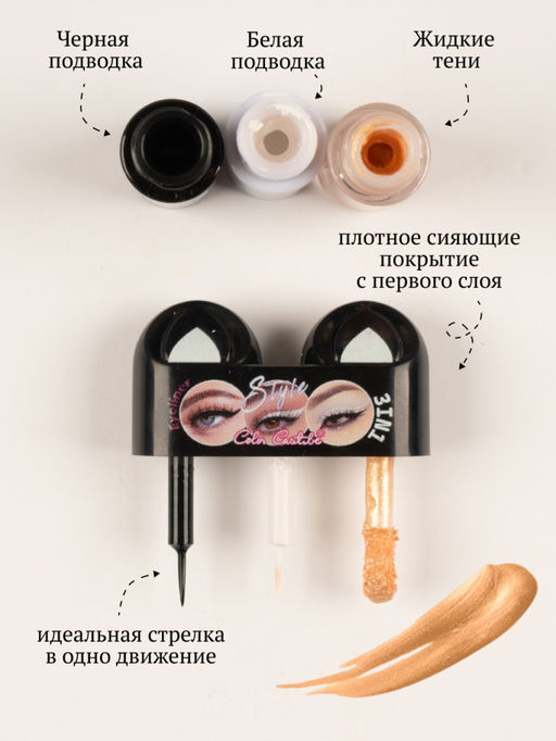 Color Castle Подводка для глаз и жидкие тени 2-в-1, тон 01 - Sadoer фото 2