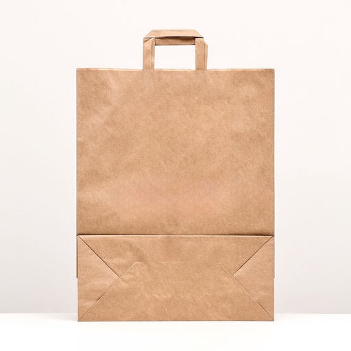 Цена за 25 шт. Пакет крафт без печати, плоская ручка 35×15×45 см