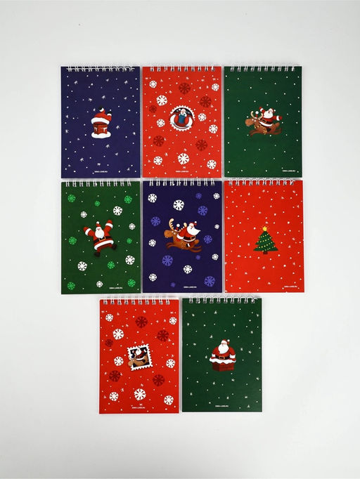 Подарочный набор новогодний, 8 ручек, 8 открыток, 8 блокнотов МИКС