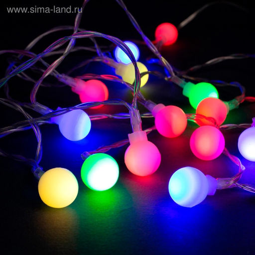 Гирлянда Нить 3 м с насадками Шарики, IP20, прозрачная нить, 20 LED, свечение мульти (RG/RB), мигание, USB - Luazon lighting фото 2