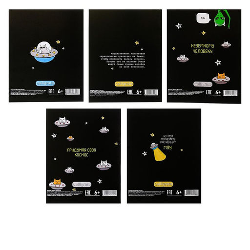 Тетрадь 48 листов в клетку Calligrata НЛО, обложка мелованный картон, блок офсет, МИКС  фото 4