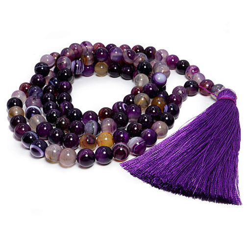 Четки из камня 108 бусин Фиолетовый агат Камень счастья и семейного процветания