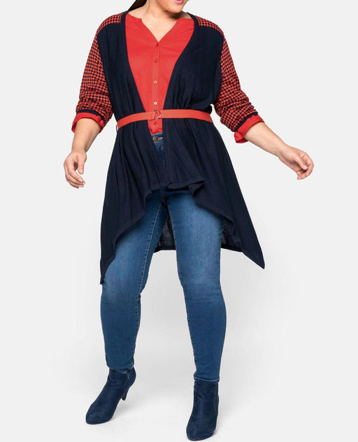 Кардиган, темно-синий - Sheego фото 3