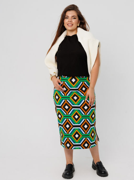 Юбка женская Ю-17 (футер с лайкрой) Бордовая клетка