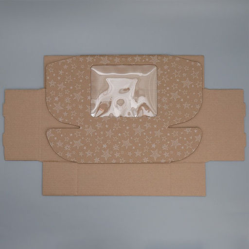 Цена за 5 шт. Коробка сборная с окном Звезды, бурый ,27х10х21 см - Дарите счастье фото 5