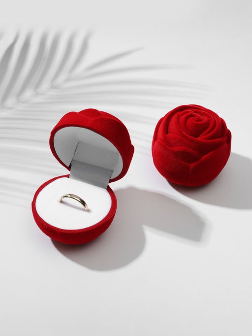 Футляр под кольцо, серьги Роза, бархатный, 6?5.5 см, красный