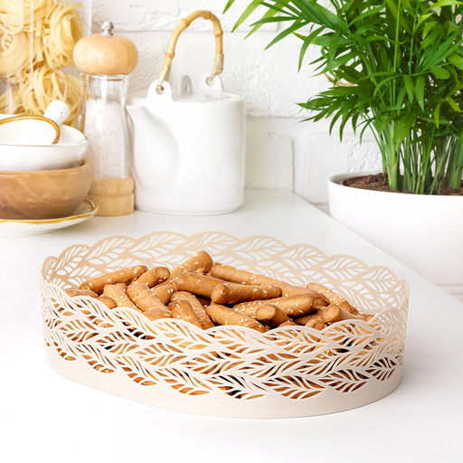 Корзина-сухарница пластмассовая "Эдем" 25,5х19,5х6см, бежевый (Россия)