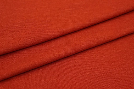 Лен с вискозой с эффектом мятости цв.Темно-оранжевый терракот, СОРТ2, ш.1.4м, лен-53%, виск-47% - Купава фото 3