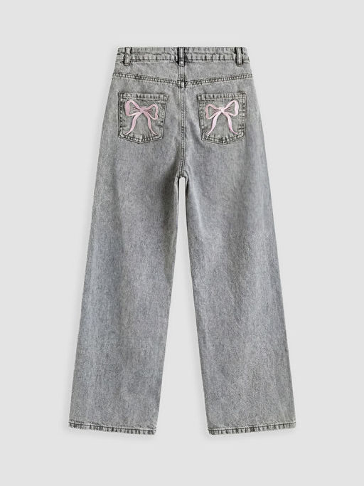 Wideleg Fiyonk Nak??l? K?z ?ocuk Jean Pantolon