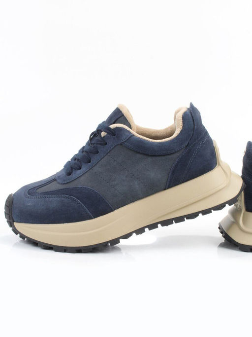 04-PCML26-3 BLUE Кроссовки демисезонные женские (натуральная замша, натуральная кожа, текстиль)