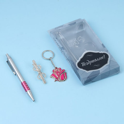Набор подарочный 3в1 (ручка, заколка, брелок микс) - Simaland фото 2