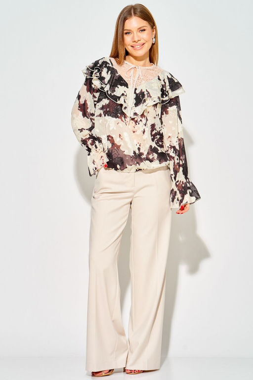 Блуза LAIKONY 214 бежево- коричневый фото 5