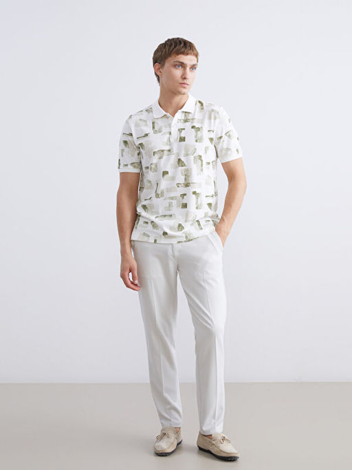 Polo Yaka Desenli Pike Erkek Ti??rt