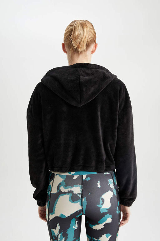 DeFactoFit плюшевая толстовка с капюшоном и карманами на молнии  фото 7