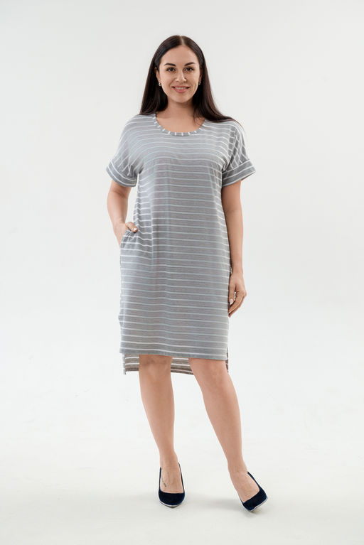 Туника женская из вискозы Полоса серо-белый - Амадэль фото 2