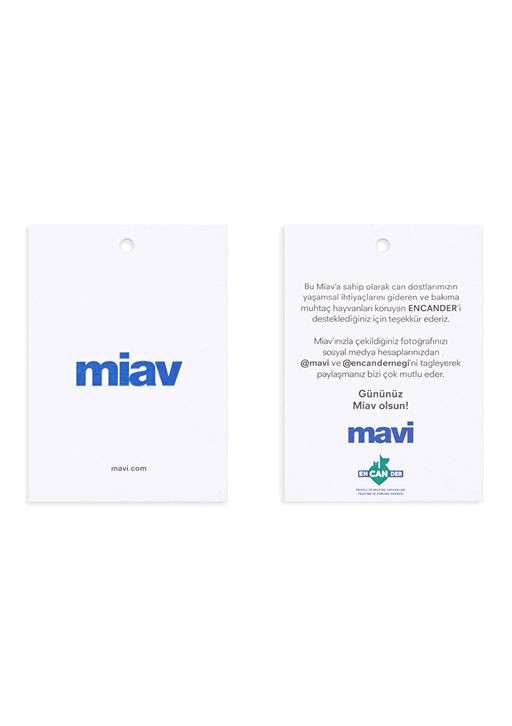 K?rm?z? Miav Bask?l? Beyaz Tisort - Mavi фото 9