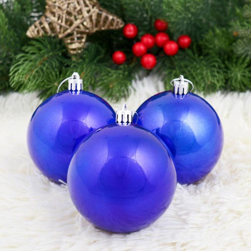 Ёлочные игрушки Глянец, шары новогодние, набор 8 шт., d=8 см, синий