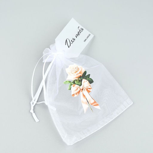 Цена за 5 шт. Мешочек подарочный из фатина с термонаклейкой Роза, 11?16 см  1.5 см