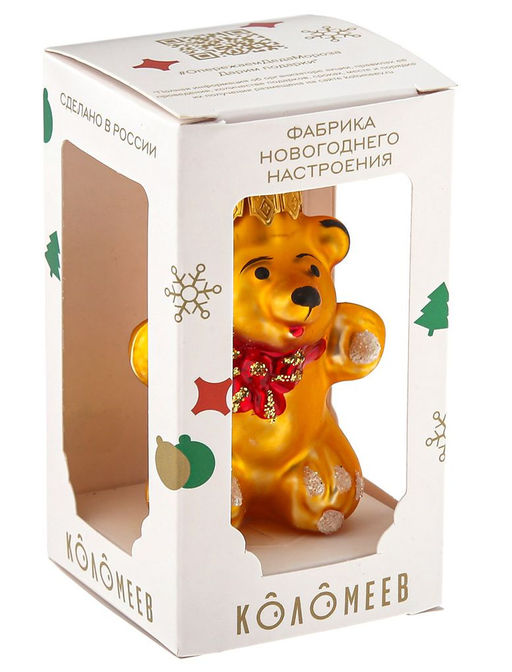 Елочное украшение Медвежонок с бантом 6см б.уп. КРАСНЫЙ - Коломеев фото 3