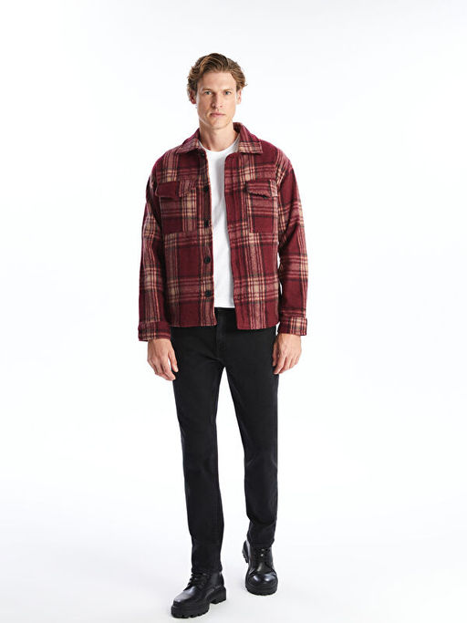 Regular Fit Uzun Kollu Ekose Erkek G?mlek Ceket