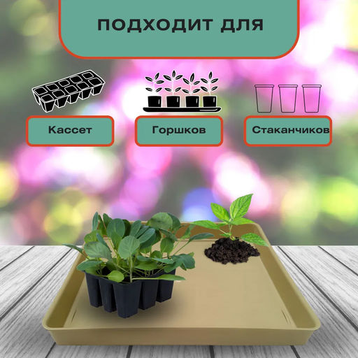 Поддон для рассадных кассет и горшков 26х26х3см (пластик) черный - Спарк фото 2