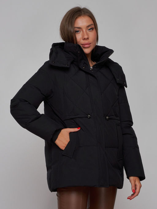 Зимняя женская куртка модная с капюшоном черного цвета 52302Ch - Holdluck фото 11