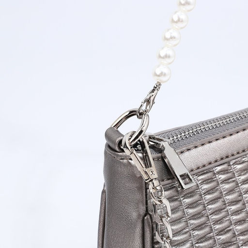 Сумка-багет на молнии, длинный ремень, цвет серебристый - Simaland фото 6