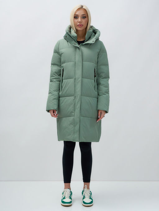 Куртка зимняя женская с капюшоном удлиненная стеганная зеленого цвета 9629Z - Mtforce фото 3