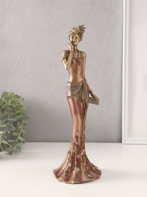 Фигурка полистоун «Агнесс в платье 20-30-х годов с розами», 11.5×10×31.5 см