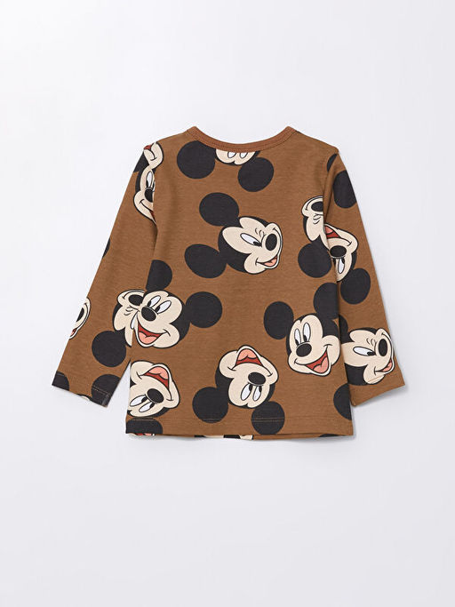 Bisiklet Yaka Uzun Kollu Mickey Mouse Bask?l? Erkek Bebek Pijama ?st - Waikiki фото 2