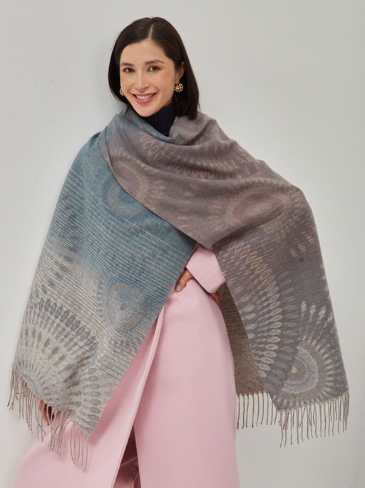 В составе шерсть ! теплый двусторонний палантин - Tantino фото 6