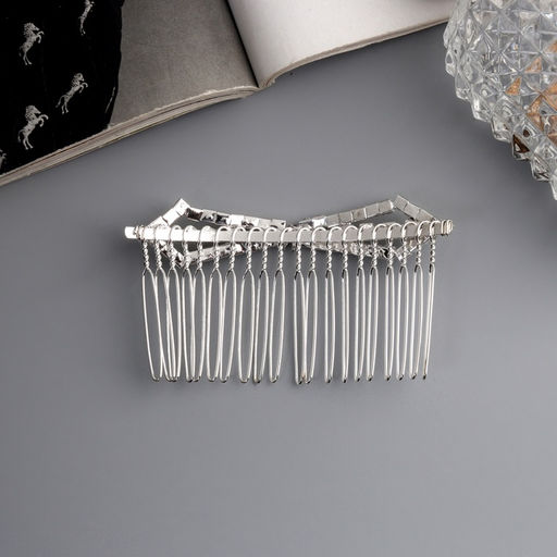 Цена за 2 шт. Гребень для волос QF «Медея», бант углы, 8×4 см, серебро