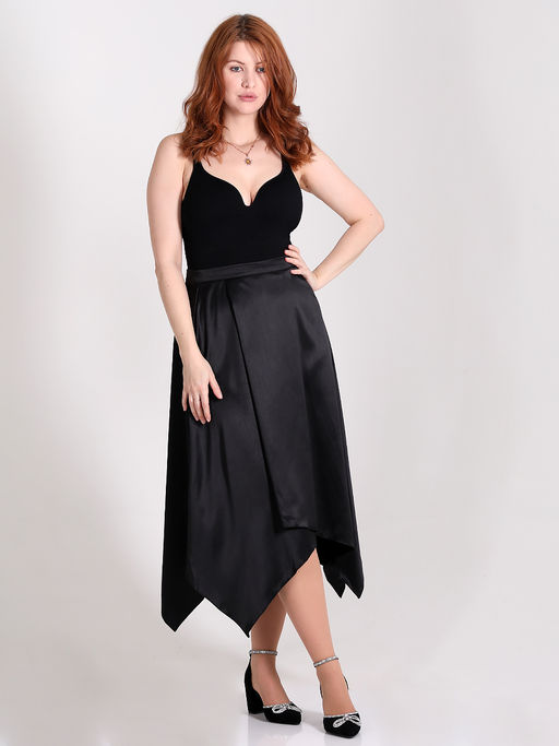 Юбка черная атласная асимметричная - Almond фото 7